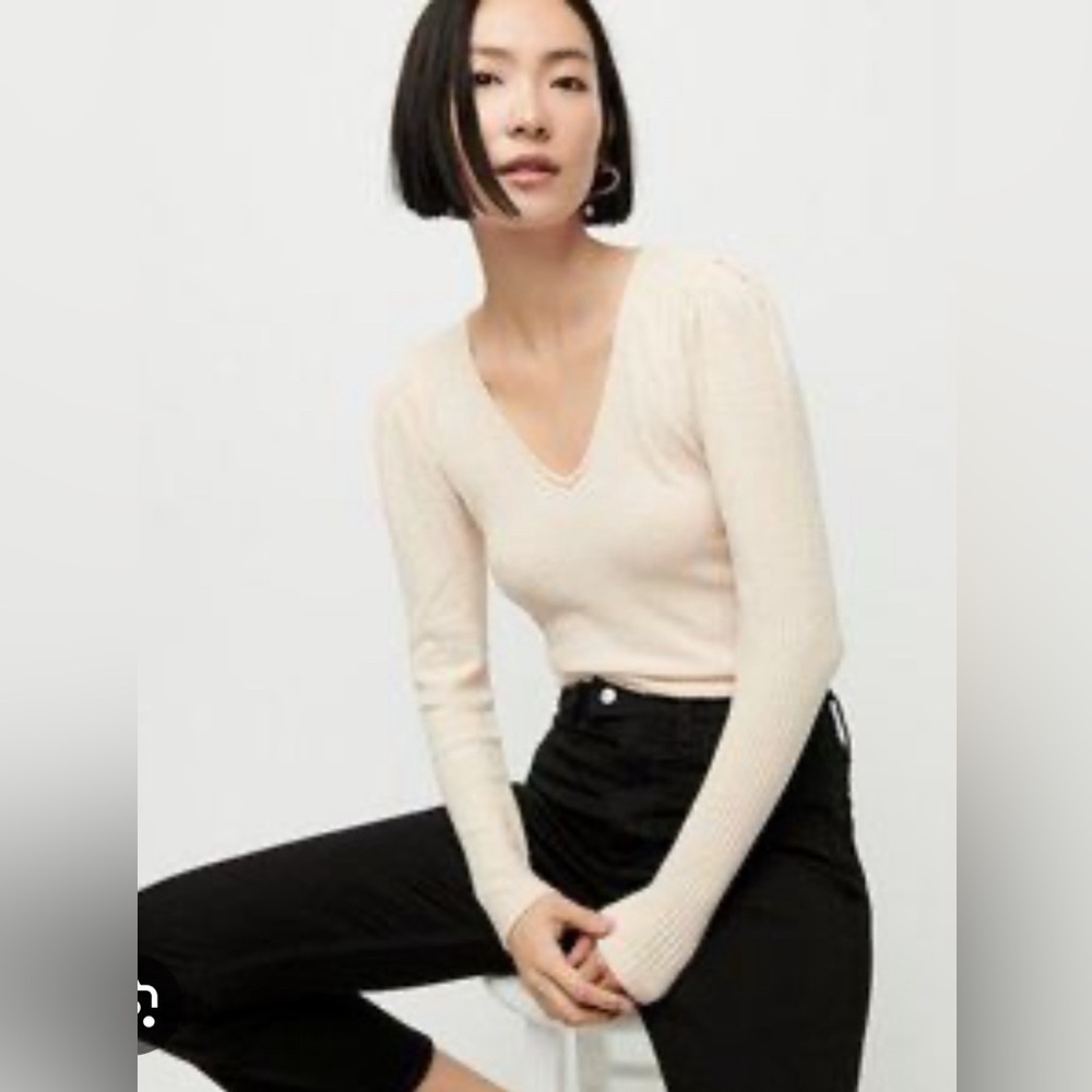 J.Crew Ribbed Puff Sleeve Top